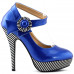 Ladies Flower Ankle Strap Stripe Platform Stiletto EVE Pumps