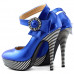 Ladies Flower Ankle Strap Stripe Platform Stiletto EVE Pumps
