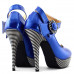 Ladies Flower Ankle Strap Stripe Platform Stiletto EVE Pumps