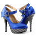 Ladies Flower Ankle Strap Stripe Platform Stiletto EVE Pumps