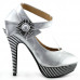 Ladies Flower Ankle Strap Stripe Platform Stiletto EVE Pumps