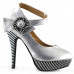 Ladies Flower Ankle Strap Stripe Platform Stiletto EVE Pumps