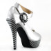 Ladies Flower Ankle Strap Stripe Platform Stiletto EVE Pumps