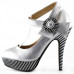 Ladies Flower Ankle Strap Stripe Platform Stiletto EVE Pumps