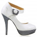 Ladies Flower Ankle Strap Stripe Platform Stiletto EVE Pumps