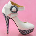 Ladies Flower Ankle Strap Stripe Platform Stiletto EVE Pumps