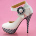 Ladies Flower Ankle Strap Stripe Platform Stiletto EVE Pumps