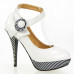 Ladies Flower Ankle Strap Stripe Platform Stiletto EVE Pumps