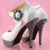 Ladies Flower Ankle Strap Stripe Platform Stiletto EVE Pumps