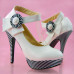 Ladies Flower Ankle Strap Stripe Platform Stiletto EVE Pumps