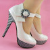 Ladies Flower Ankle Strap Stripe Platform Stiletto EVE Pumps