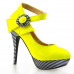 Ladies Flower Ankle Strap Stripe Platform Stiletto EVE Pumps