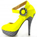 Ladies Flower Ankle Strap Stripe Platform Stiletto EVE Pumps