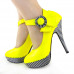 Ladies Flower Ankle Strap Stripe Platform Stiletto EVE Pumps