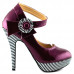 Ladies Flower Ankle Strap Stripe Platform Stiletto EVE Pumps