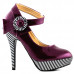 Ladies Flower Ankle Strap Stripe Platform Stiletto EVE Pumps