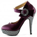 Ladies Flower Ankle Strap Stripe Platform Stiletto EVE Pumps