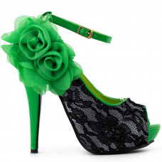 Show Story Sexy Lace Peep Toe Flowers Stiletto High Heel Platform Shoes