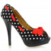 Womens Blue Peep Toe White Polka Dots Bow Platform Shoes