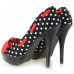 Womens Blue Peep Toe White Polka Dots Bow Platform Shoes