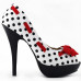 Womens Blue Peep Toe White Polka Dots Bow Platform Shoes