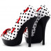 Womens Blue Peep Toe White Polka Dots Bow Platform Shoes