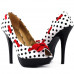 Womens Blue Peep Toe White Polka Dots Bow Platform Shoes