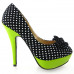 Gaga Black White Polka Dots Bow Green High Heel Platform Stiletto