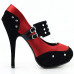 Ladies Satin Black Suede Ankle Strap Studs Buckle Platform High Heel Party Shoes