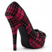 Hot Pink/Red Checkered Buttons Platform Stiletto Party Pumps