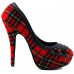 Hot Pink/Red Checkered Buttons Platform Stiletto Party Pumps