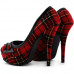 Hot Pink/Red Checkered Buttons Platform Stiletto Party Pumps