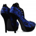 Ladies Black Lace Floral Print EVE Platform Stiletto Shoes