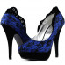 Ladies Black Lace Floral Print EVE Platform Stiletto Shoes