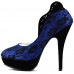 Ladies Black Lace Floral Print EVE Platform Stiletto Shoes