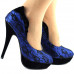 Ladies Black Lace Floral Print EVE Platform Stiletto Shoes