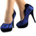 Ladies Black Lace Floral Print EVE Platform Stiletto Shoes