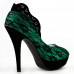 Ladies Black Lace Floral Print EVE Platform Stiletto Shoes