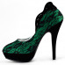 Ladies Black Lace Floral Print EVE Platform Stiletto Shoes