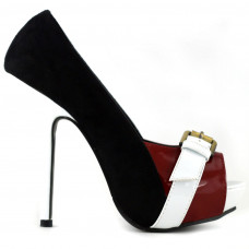 Hot Three Tone Peeptoe Buckle Platform High Heel Party Pumps