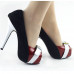 Hot Three Tone Peeptoe Buckle Platform High Heel Party Pumps