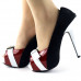 Hot Three Tone Peeptoe Buckle Platform High Heel Party Pumps