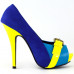 Hot Three Tone Peeptoe Buckle Platform High Heel Party Pumps