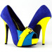 Hot Three Tone Peeptoe Buckle Platform High Heel Party Pumps