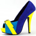 Hot Three Tone Peeptoe Buckle Platform High Heel Party Pumps