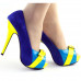 Hot Three Tone Peeptoe Buckle Platform High Heel Party Pumps