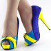 Hot Three Tone Peeptoe Buckle Platform High Heel Party Pumps