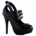 Ladies Fab Black 3 Buckles Cut-out Platform EVE Stilletto Heels