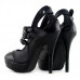 Ladies Fab Black 3 Buckles Cut-out Platform EVE Stilletto Heels