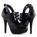 Ladies Fab Black 3 Buckles Cut-out Platform EVE Stilletto Heels